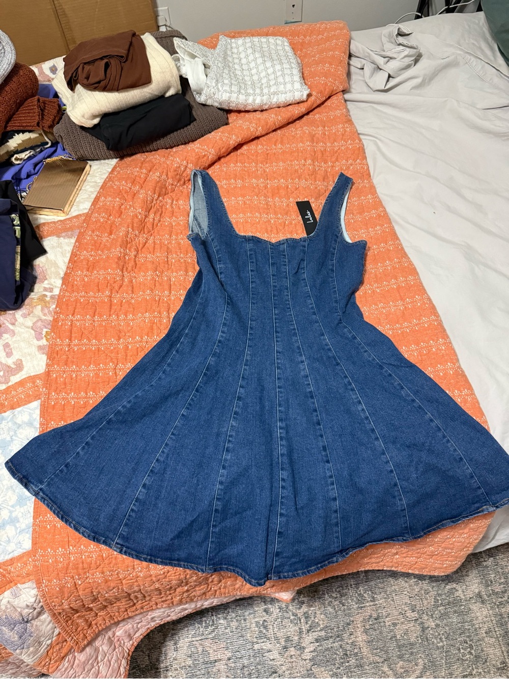 Lulu's Dark Blue Denim Panelled Mini Dress